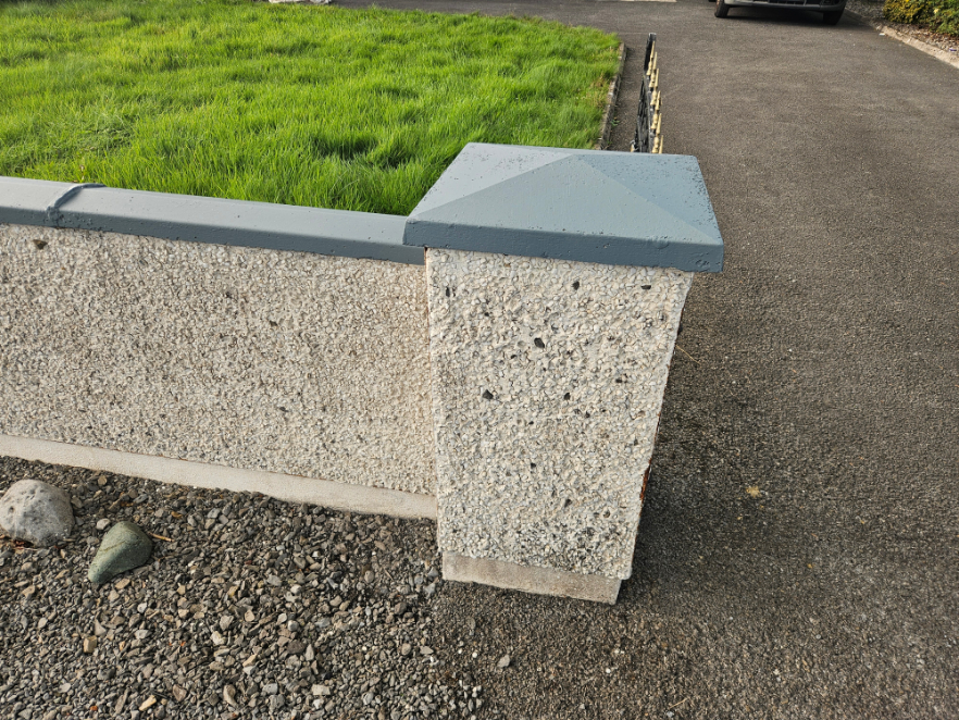 Concrete Garden Wall with Blue Cap Borders — Alpha and Omega Refurbishment in Tuam, Galway