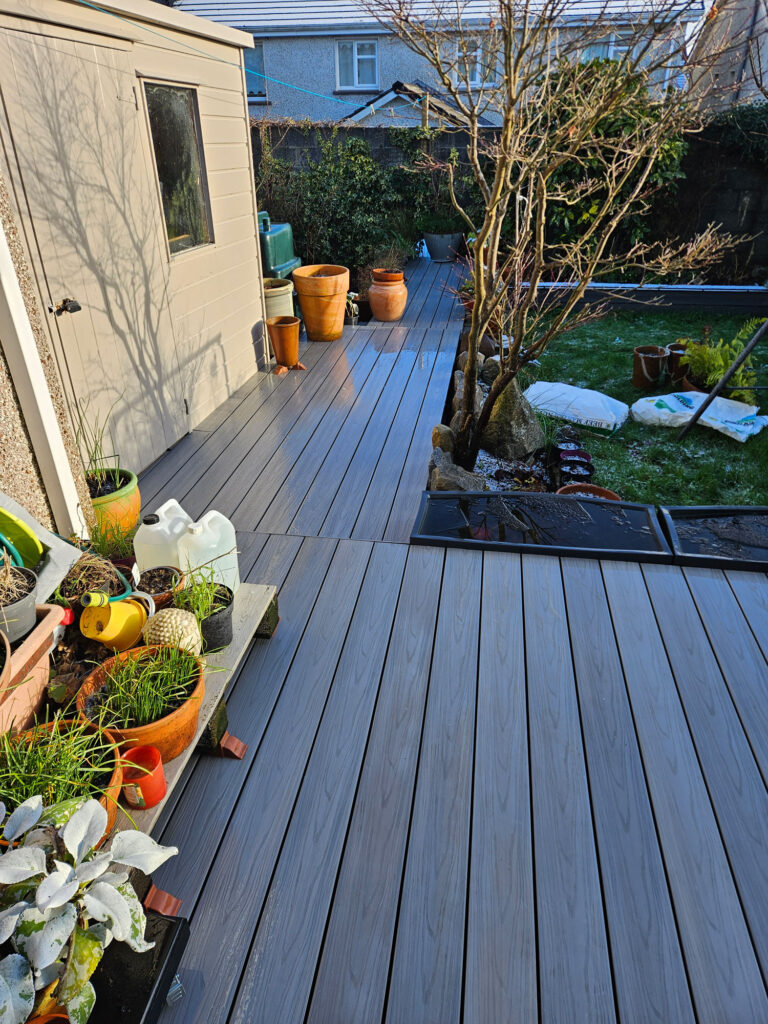 Gray Composite Deck and Pots — Alpha and Omega Refurbishment in Tuam, Galway