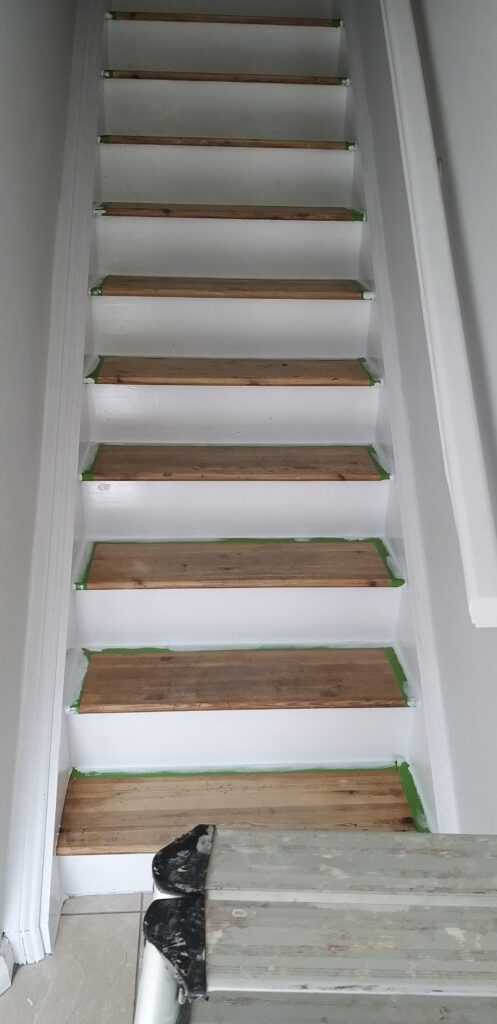 Staircase with Partially Painted Steps — Alpha and Omega Refurbishment in Tuam, Galway